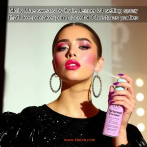 Artistic representation for Molly Mae swears by Kylie Jenner 24 setting spray thatll keep makeup in place for Christmas parties