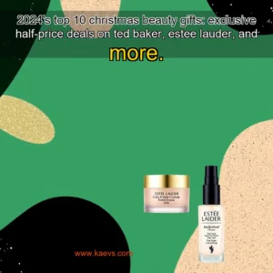 Artistic representation for 2024's top 10 christmas beauty gifts: exclusive half-price deals on ted baker, estee lauder, and more.