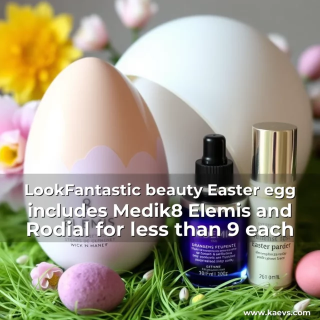 Artistic representation for LookFantastic beauty Easter egg includes Medik8 Elemis and Rodial for less than 9 each