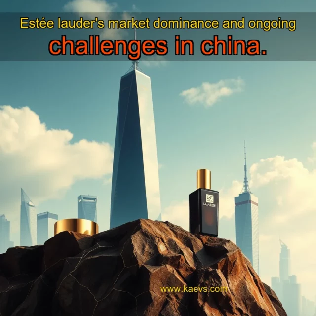 Artistic representation for Estée lauder's market dominance and ongoing challenges in china.