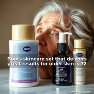 Artistic representation for Boots skincare set that delivers great results for older skin is 72